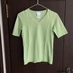 レディース 半袖トップス アニエスベー 黄緑 VネックTシャツ サイズ1