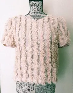 DAZY 半袖カットソー フリンジ レース Tシャツ ピンク M 美品のサムネイル