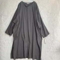 新品 FAIRY MOON シャツワンピース 4L グレージュ 大きいサイズ 綿