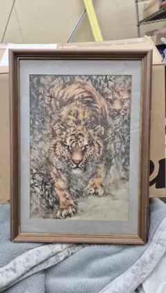 カラフルな虎の絵画 27.3×22cmキャンバス 原画 現代アート トラ 動物画
