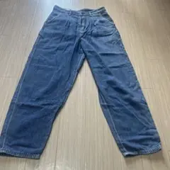 ダークブルー ワイドレッグデニムパンツ