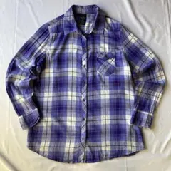 00s チェック ネルシャツ 紫 グランジ Y2K 平成 大人気 古着
