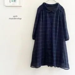 earth music&ecology丸襟七分袖チェックシフォンワンピ2012