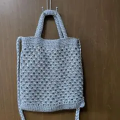 シルバー 網目編み ショルダーバッグ