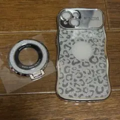 iPhone15 ケース シルバー クリア リング