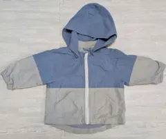 フード付きアウター 青とグレー