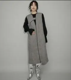 アダムエロペ 2WAYツイードジャンパースカート　36 グレー