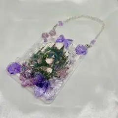 トレカケース ホイップデコ B8 高透明 紫 夏 バックチャーム付き 蝶 花