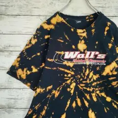 古着 ノーブランド Tシャツ Wall's 企業ロゴ ブリーチ タイダイ 黒