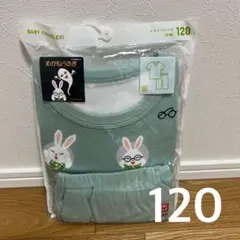 120 ユニクロ パジャマ 半袖 めがねうさぎ グリーン