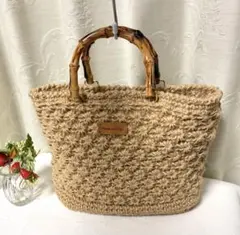 ハンドメイド 　麻紐バッグ　バンブーハンドル　 トートバッグのサムネイル