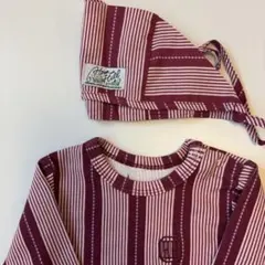 House on the Hill ストライプ　長袖ロンパース　ボンネットセット