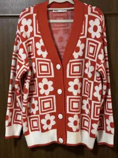 ZARA花柄カーディガン オレンジ S