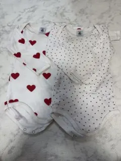 PETIT BATEAU ハート柄ベビー肌着2枚セット 18M