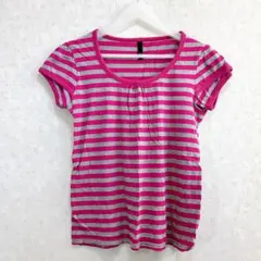 max マックス ボーダー柄 カットソー ピンク グレー Lサイズ