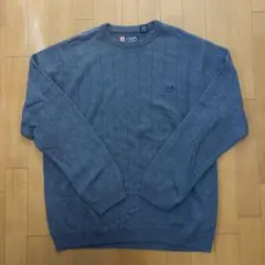 CHAPS チャップス コットン ニット セーター グレー L 刺繍ロゴ 古着