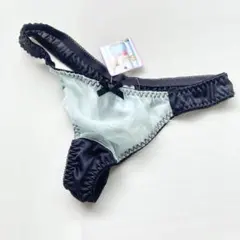 黒 厚手サテンに透けるブルーのフロント 夏物 レディースショーツ Tバックのサムネイル