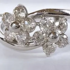 ダイヤ リングD01.05ct プラチナリング ダイヤモンド 花 指輪 - メルカリ