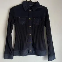 レディース　長袖　ニット　シャツ　ブラック　M