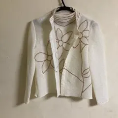 ST.CHRIS 花柄 ノーカラージャケット ホワイトのサムネイル