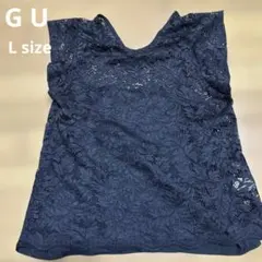 GU レース 半袖トップス L ブラック