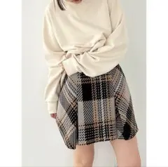 SNIDEL ロービングチェックミニスカート