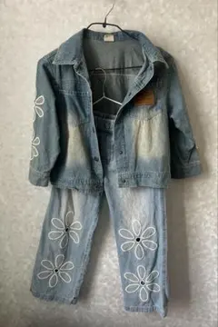 120cm キッズデニムジャケット&ボトムスセットアップ
