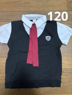 キッズ フォーマル　半袖　120 男の子　ネクタイ付き