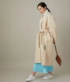 JENNE 付け襟 ハイウエストフレアコート ロング レディース ベージュ M