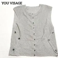 アルパカ混 ニットベスト ノースリーブ ボタンデザイン ゆったりサイズ シンプル