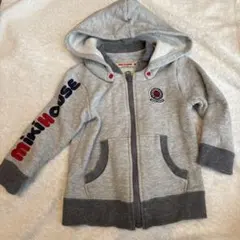 ミキハウス ベビー服 80 パーカー グレー フード取り外し可 カーディガン