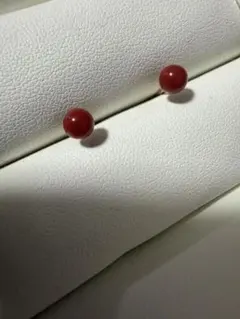 k18金 赤珊瑚天然本珊瑚ピアス(両耳用) 約4.7mm