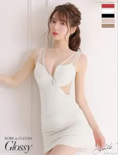 ローブドフルール スパンコールジッパーミニドレス