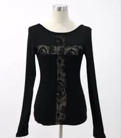 diable baiser ドクロレース透け十字架長袖カットソートップス 夢展望のサムネイル