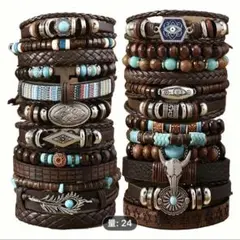 ボヘミアンスタイル ブレスレット 24点セット