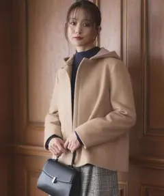 新品 組曲 2WAYショートビーバー フーテッドコート