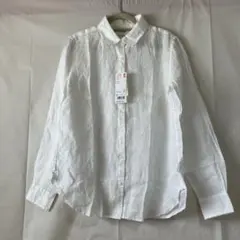 新品　ユニクロ　プレミアムリネンシャツ　長袖　ホワイト　 麻　Sサイズ