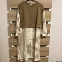 ショコラフィネローブ マルチストライプ ドッキング ワンピース