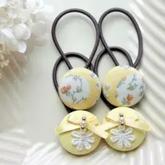 506✾︎ ハンドメイド　ヘアゴム2個セット　22㎜くるみボタン　リバティ 446✾︎ ハンドメイド ヘアゴム2個セット 22㎜くるみボタン リバティ