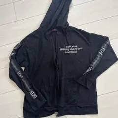 LOVETOXIC 黒 フード付き薄手ジップアップパーカー 160