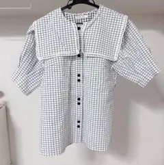 REDYAZEL チェック柄 襟付き半袖シャツ