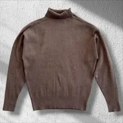 ◆アダムエロペ　リブ編み　タートルネック　セーター ニット　ウール　ブラウン