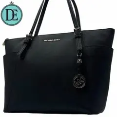 【良品】MICHAEL KORS トートバッグ ロゴチャーム レザー ブラック