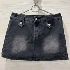 ダークグレー デニムミニスカート ベルト付き