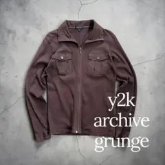 y2k archive Ribbed Full-Zip Top Brown M