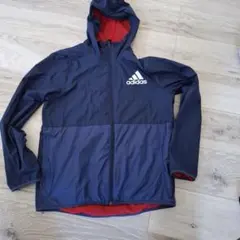 adidas フード付きジャケット ネイビー/レッド