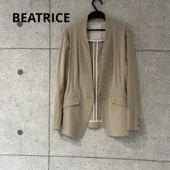 BEATRICE ノーカラージャケット リネン混 ベージュ 日本製 38のサムネイル