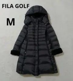 美品【FILA GOLF】ダウンコート M ロング丈 Aライン 2WAY ボア黒
