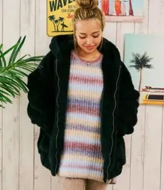 ❤︎↝ANAP ボリュームスリーブ ボア フーディー ブルゾン❤︎