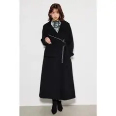 【rienda】WポケットウールMIXコート　ブラック